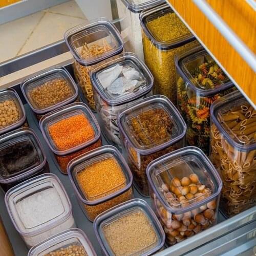 High Quality Original Kitchen 6-9-18 Set Food Storage Container Box Set Full Vacuum lid airtight coffee Seasoning jar