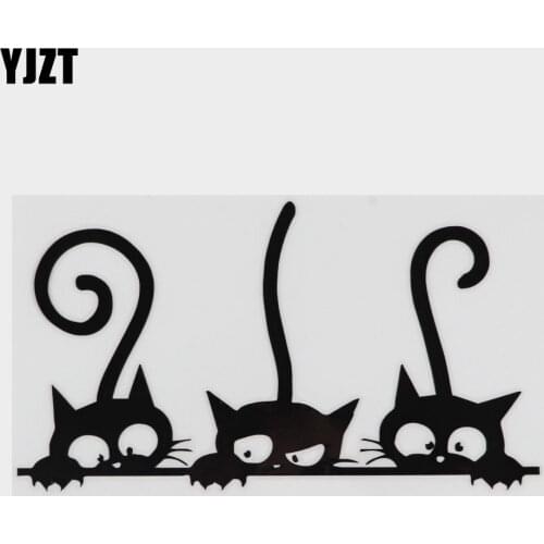 YJZT 14.8CM*8.3CM lovely Cats Family Car Sticker Vinyl Decal Decor Black/Silver C3-2109