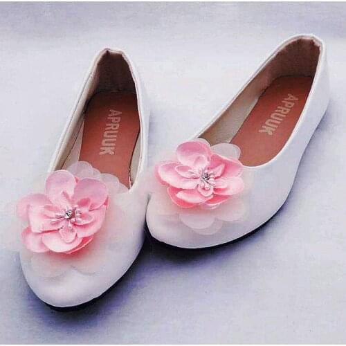 PINK flower sweet flats shoes woman new coming designer white pink flower bridal wedding shoes bride girls party shoes