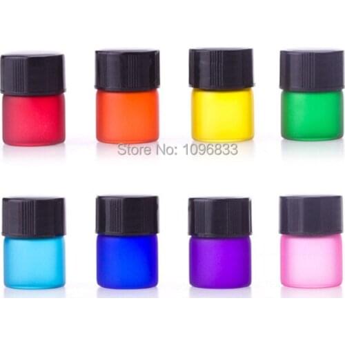 1ML Colorful Empty Glass Bottle Small Cosmetic Essential Oil Vials Red Inner Plug with Hole Essential Oil bottles 100pcs/Lot