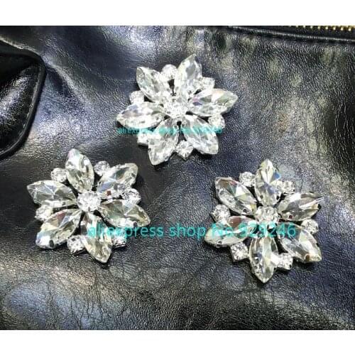 1pcs/lot 43mm round flower AB glass mariquesa crystal rhinestone button sewing on fur coat button crystal applique for gaments