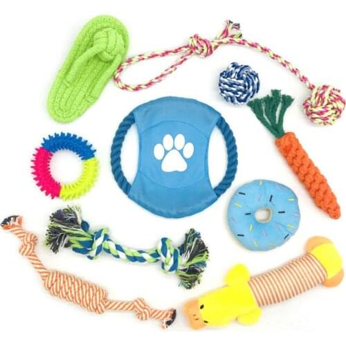 10Pcs Dog Toy Sets Chew Rope Toys For Dog Chewing Toys For Dog Outdoor Teeth Clean Toy For Puppy Dogs Molar Toys