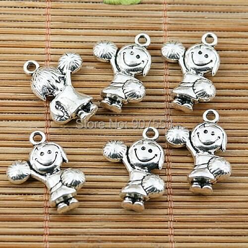 16pcs tibetan silver tone cheerleader design charms EF1928