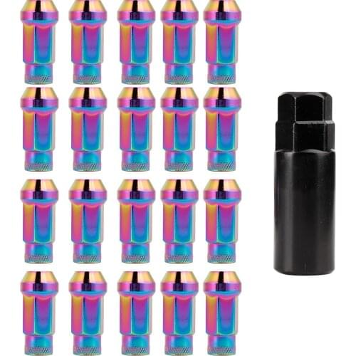 20Pcs M12*1.25 Stainless Steel Acorn Extended Open End Wheel Racing Lug Nuts With Key Tire Racing Color Steel Nut