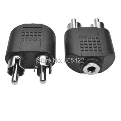200pcs/lot High Quality Useful 3.5mm AUX Female to 2 RCA Male Audio Stereo Adapter Splitter Connector
