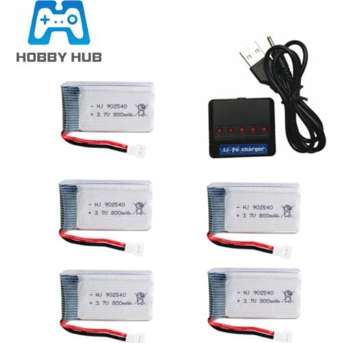 3.7V 800mAh 902540 Lipo Battery and Charger for Syma X5 X5C X5SC X5SW TK M68 CX-30 K60 905 V93 RC Drone spare parts 3.7v battery