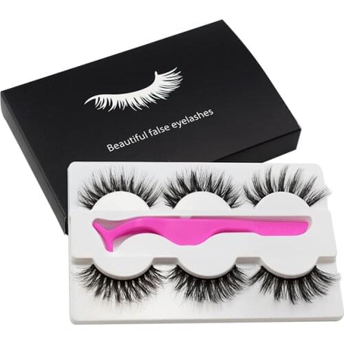 3Pairs Faux Cils Natural Eyelash Makeup Tool False Eyelashes Tweezer Set Long Lasting Mink Lashes Handmade Box maquillaje
