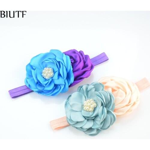 30pcs/lot Newest girl Cute Headband with Burned Flower and Rhinestone Button kids Headwear Photography Props FD210