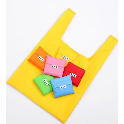 50PCS / LOT Women Shopping Bag Foldable Green Environmental Storage Bag Reusable Pure Color Handbags