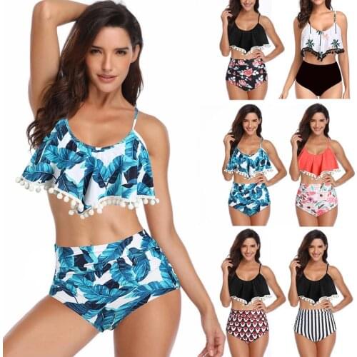 High Waist Bikini Women 2019 Ruffle Push Up Sexy Swimsuit Female Summer Beach Wear Vintage Swimwear Bathing Suit