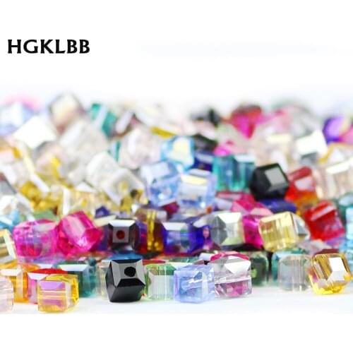 HGKLBB Austrian Square Upscale crystal beads 6mm 50Pcs Transparent Glass Loose spacer beads for Jewelry making bracelet DIY