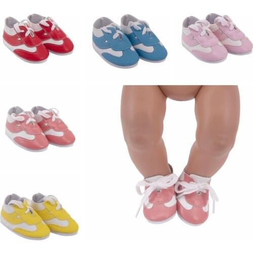 High Quality Mini 7cm Baby Sneakers Shoes for Dolls fits 43cm Toy New Born Dolls Accessories and 18" Girl Doll Sport Shoes