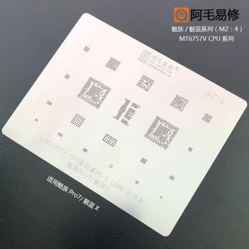 For Meizu Pro7 Noblue BGA Stencil MT6757V CPU IC Direct Heating Template 0.12mm Thickness Anti Drum-up Not Easily Deformed MZ:4