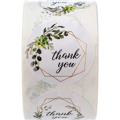 50-500pcs thank you stickers with Leaves Company Giveaway stickers Mailing Supplies Sticker for Package Seal Favors Labels
