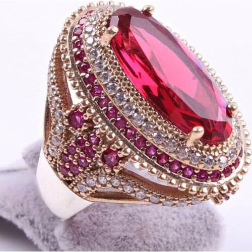 Fashion Oval Cut Full Rhinestone Ring Eternity Pink Zircon Jewelry Luxury Elegant Charm Wedding Finger Rings For Women