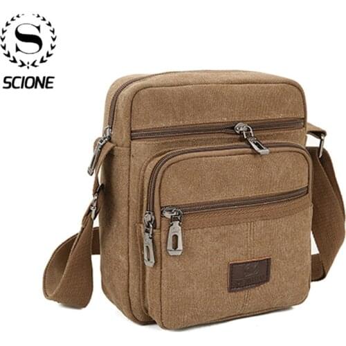 Men Crossbody Retro Shoulder Bag Casual Outdoor Adjustable Strap Travel Canvas Gift High Density Anti Wrinkle Multi Pockets