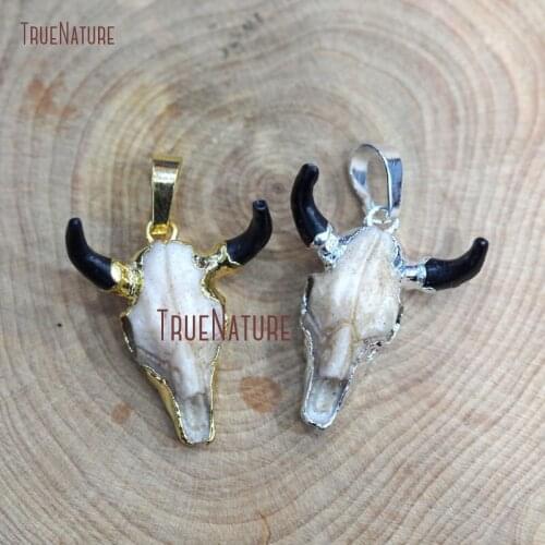 New Arrival Resin Animal Pendant Gold Silver Electroplated Bull Head Charm For Jewelry Making In 25*22 mm PM8672