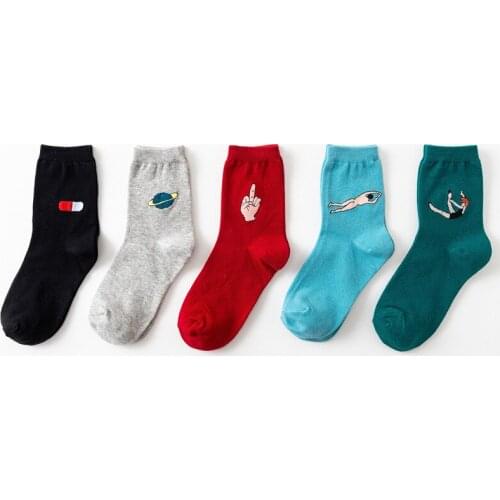 New Fashion Spring and Autumn Women Cotton Funny Socks Patterned Harajuku Cartoon Casual Cute Short Socks for Female Girl Meias