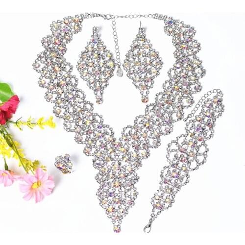 CORUIXI Necklaces, Earrings, Bracelets, Rings, Jewelry Sets, AB Fashion Color Rhinestones, Ladies' Luxury Accessories HN3294