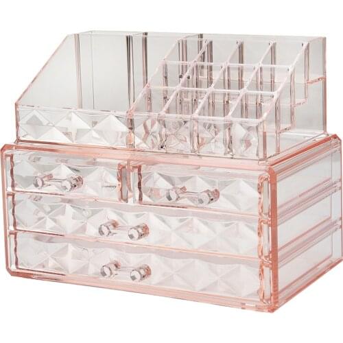 1PC Transparent Makeup Jewelry Acrylic Storage Box Make Up Cosmetic Organizer Storage Drawers Lipstick Gloss Holder OK 0698