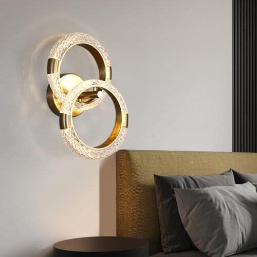 Nordic Luxury LED Study Bedside Living Room Background Wall Aisle Staircase Golden Ring Post Modern wall lamp Bedroom Lumiere