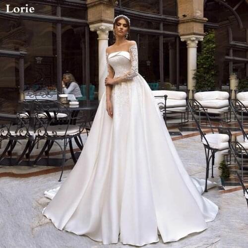 Lorie Wedding Dresses 2020 Long Sleeve Bride Dresses See Through Neck Vestido de novia Boho Wedding Gown For Women Custom Made