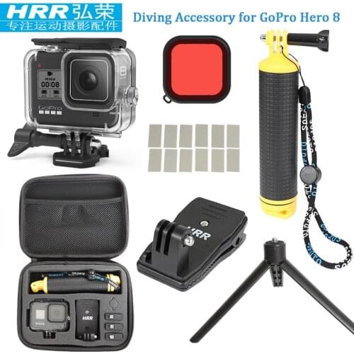 For GoPro Hero 8 Accessories Waterproof Case/Storage Bag/Filter/Float Grip/Backpack Clip Mount/Triod go pro 8 diving Camera Set