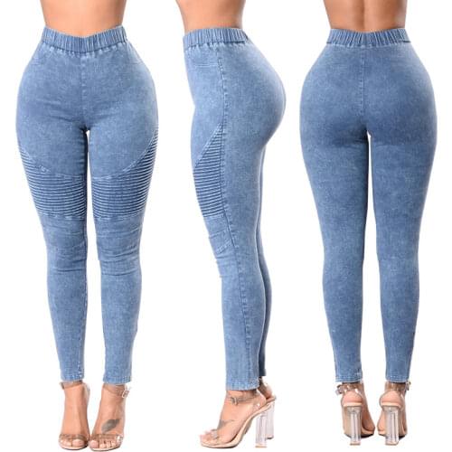 Womens jeans 2021 new style high waist high stretch hip elastic band pants slim thin sexy trousers youth fashion streetwears
