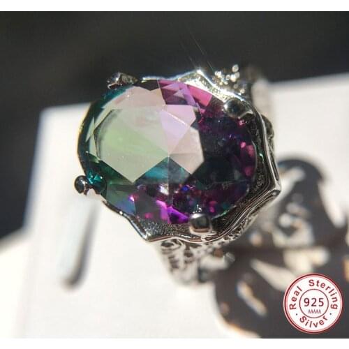 Fashion Vintage Solid 100% 925 Sterling Silver Big Colorful CZ Zircon Stone for Women Engagemnet Wedding Rings Jewelry