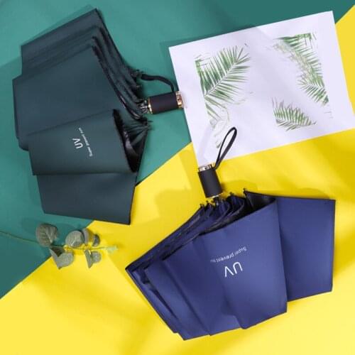 Umbrella Women Thickened Sunscreen Black Glue Sun Rain Umbrella Nine Plywood UV Protection Clear Men Women Parasol