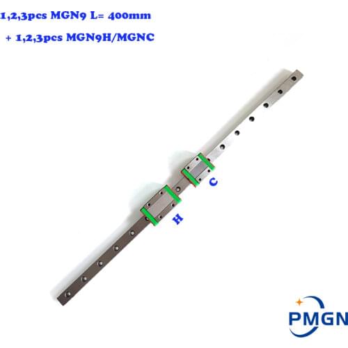 1,2,3pcs 9mm Linear Guide MGN9 L= 400mm High quality Linear Rail Way + MGN9C or MGN9H Long Linear SS Carriage for CNC XYZ Axis