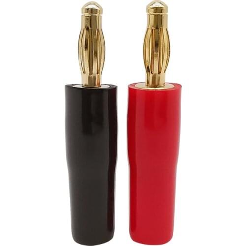 2Pcs 4mm Banana Plug Speaker Connector Screw Banana Plug Banana Solder-Free Audio Plug Gold Plated Copper