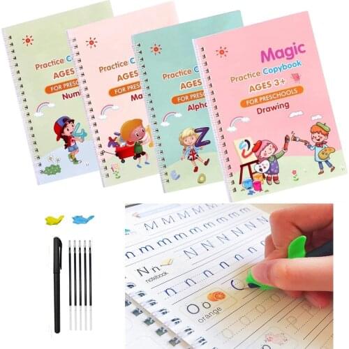 2021 3D Copybook For Calligraphy Magic Writing Paste Numbers 0-100 Handwriting Textbook Learning Math Book Writing For Kids Toys