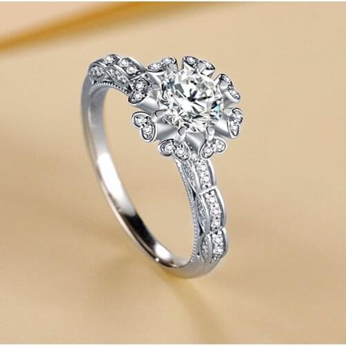 2021 New Trend Wedding Rings Charm Flower Small Heart Cubic Zircon Elegant Eternity Jewelry Womens Wedding Engagement Pair Ring