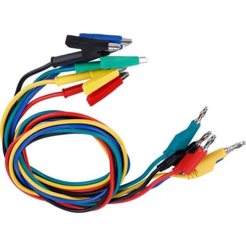 5PCS/Set P1037 High Voltage 1M 4mm Banana Plug to Crocodile Clip Cable Test Leads five cables in different colors for Multimeter