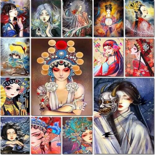 Diamond painting full square embroidery Cross stitch Opera chinese color woman japanese culture Mosaic home decor 5d Paintings