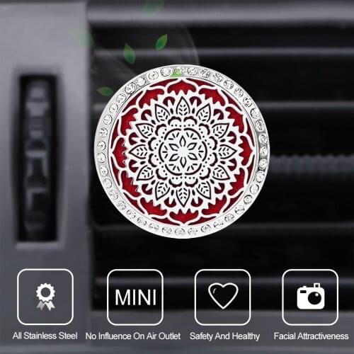 Aromatherapy Car Diffuser Locket Vent Clip Air Freshener Rhinestone Magnet Essential Oil 30mm 316L Stainless Steel Jewelry Gift