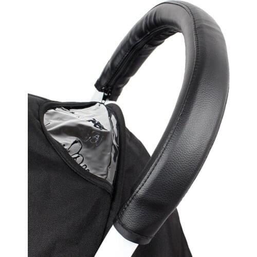 Baby Stroller Handrail Case Cover Stroller Accessories Pu Leather Handle Removable Zipper