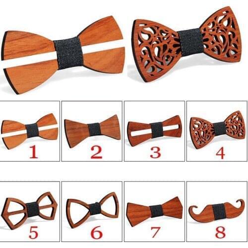 DHL or fedex 100pcs/lot Fashion Wooden Bow Tie For Men Unisex Hollow Carved Retro Wooden Neck Ties Adjustable Bow Tie