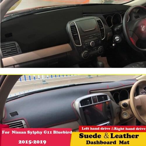 For Nissan Sylphy G11 2005- 2010-2016 2019 Bluebird Leather Dashmat Dashboard Cover Sunshade Carpet Dash Mat Accessories Suede