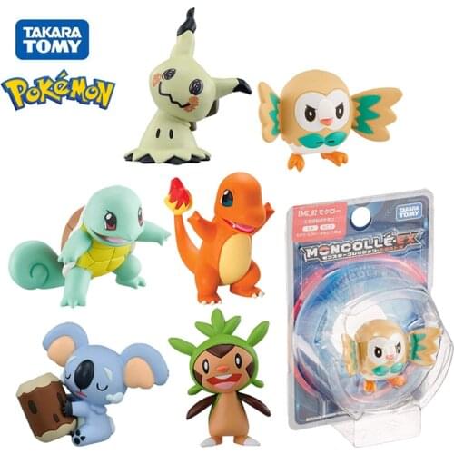 Takara Tomy Pokemon Anime Sun & Moon EX Squirtle Rowlet Mimikyu Action Figure 1.5" Model Toys Kawaii Model Decoration Doll Gift