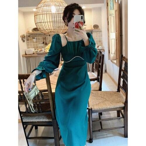 Elegant Women Maxi Dress Autumn Sexy Long Bat Sleeve V Neck Party Vestidos Long Sundress Solid Bohemian Robe