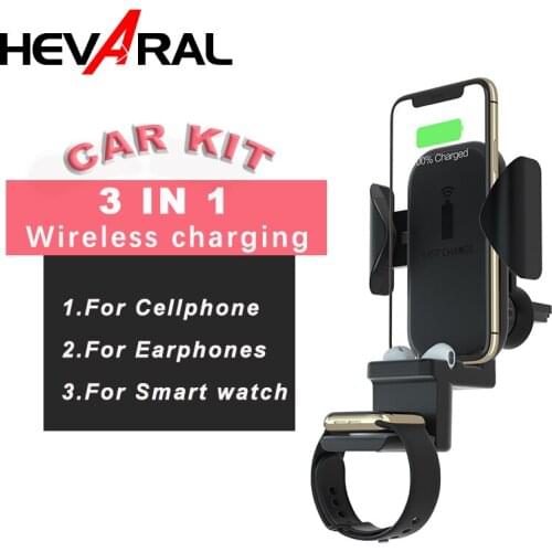 HEVARAL Wireless Car Kit Charger 3 In 1 Wireless Charging For iphone x xs xr For Bluetooth Earphone For Smart phone 2019 New