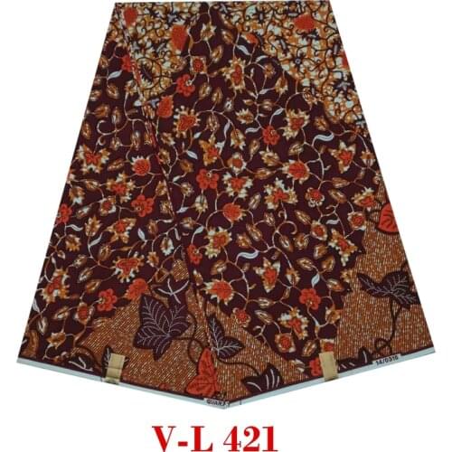 Cotton wax ankara african woman dress cloth printed in fabric 100% cotton 6yards/piece flower nice design V-L 421