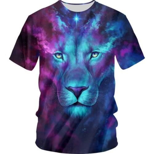 IFPD EU Size Hot Sale T Shirts Mens Short Sleeve 3D O-neck Tee Shirt Printed Color Starry Lion Summer Casual Plus Size 6XL Tops