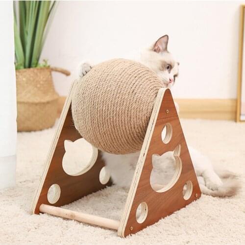 Solid Wood Cat Toys Cat Tree Rotating Cats Scratch Ball Cat Scratching Board Post Cat Climbing Frame Tower Pets Toys Products