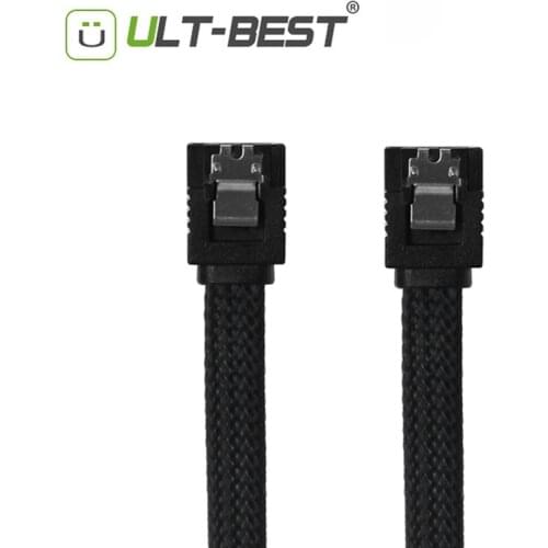 ULT-Best Cable SATA 3.0 III SATA3 7pin Data 6Gb/s SSD HDD Cord with Premium Sleeved Nylon Black Blue Red Computer Cables 50CM