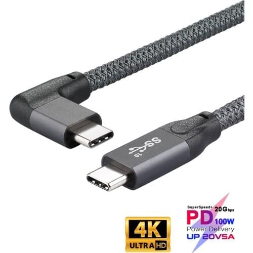 100W PD 5A Curved USB3.1 Type-C Male to Male Cable 4K @60Hz 10Gbps USB-C Gen 2 Cord For Macbook Pro/ Air Nintendo ASUS HP Laptop