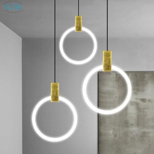 Postmodern Round LED Simple Creative Pendant Lights Glass Iron Art Pendant Lamps for Living Room Bedroom Study Coffee Designer