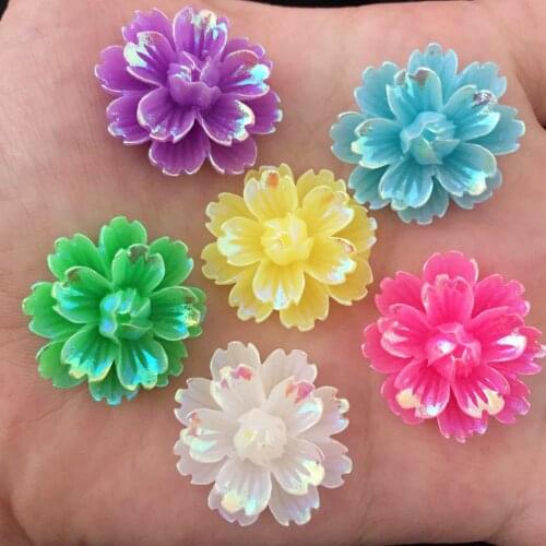 Hot 12PCS AB Resin 25mm 3D Flower Flatback stone Wedding Embellishment Garment diy appliques SK13*2